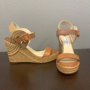 Jimmy Choo Raffia Wedge Shoes
